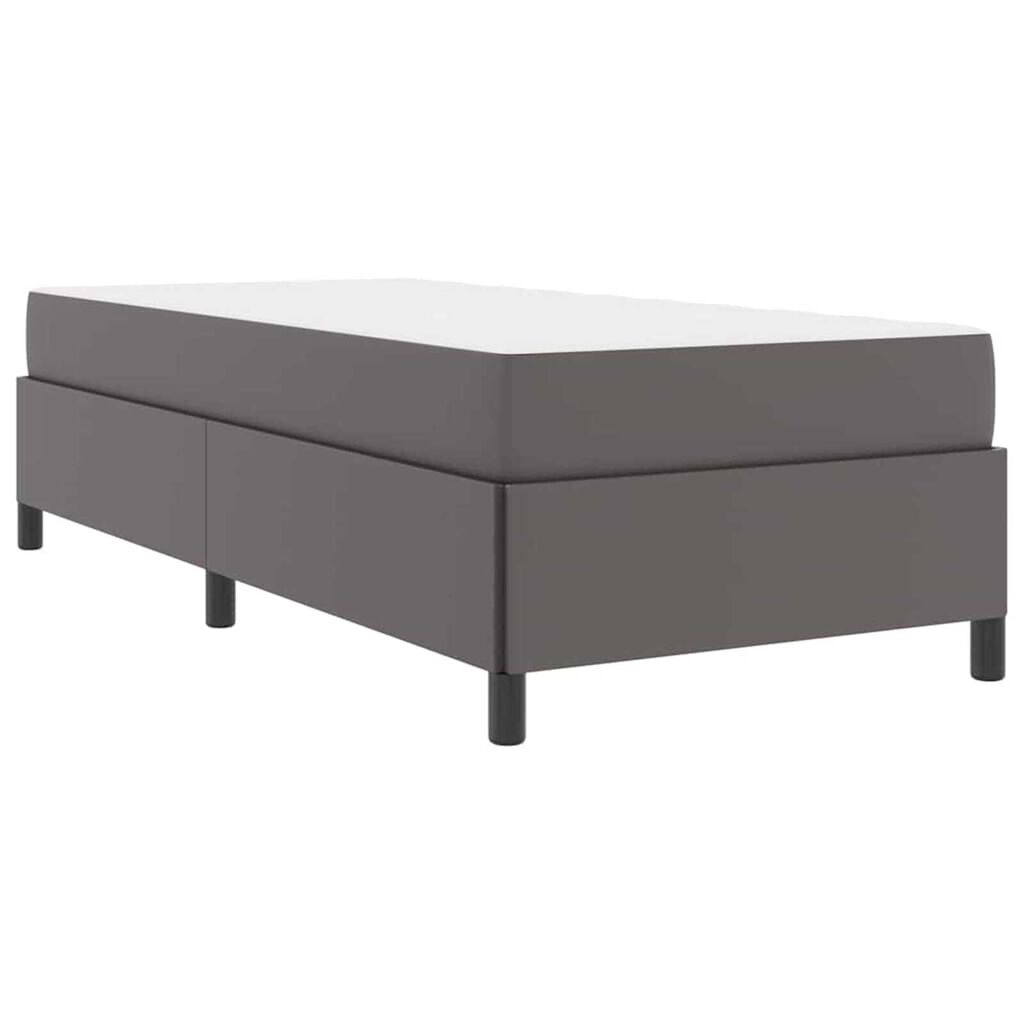 vidaXL Σκελετός κρεβατιού με στρώμα Γκρι 90 x 200 cm Τεχνητό δέρμα