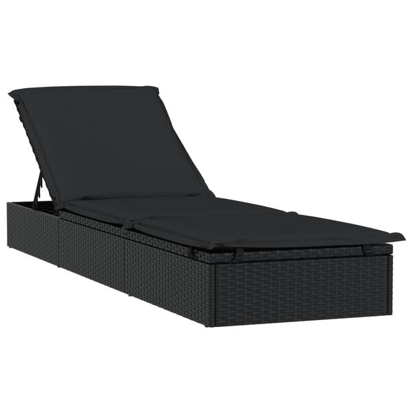 vidaXL Ξαπλώστρα Στρογγυλή Οροφή Μαύρη 211 x 57 x 140 εκ. Συνθ. Ρατάν