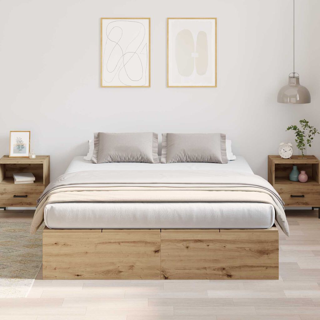 vidaXL Κρεβάτι αποθήκευσης Artisan Oak 150x200 εκ