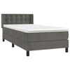 vidaXL Κρεβάτι Boxspring με Στρώμα Σκούρο Γκρι 90x200 εκ. Βελούδινο