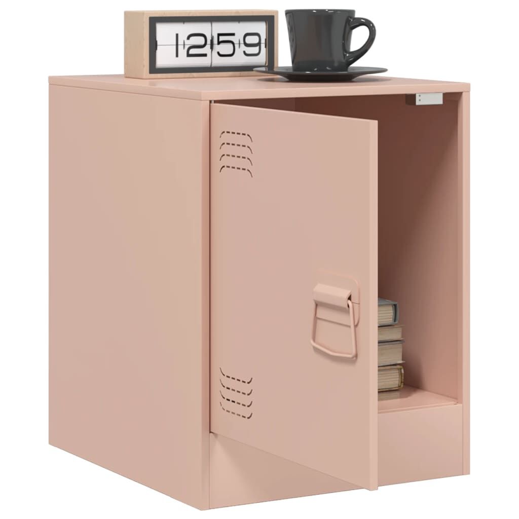 vidaXL Κομοδίνο Ροζ 34,5 x 39 x 44 εκ. από Χάλυβα