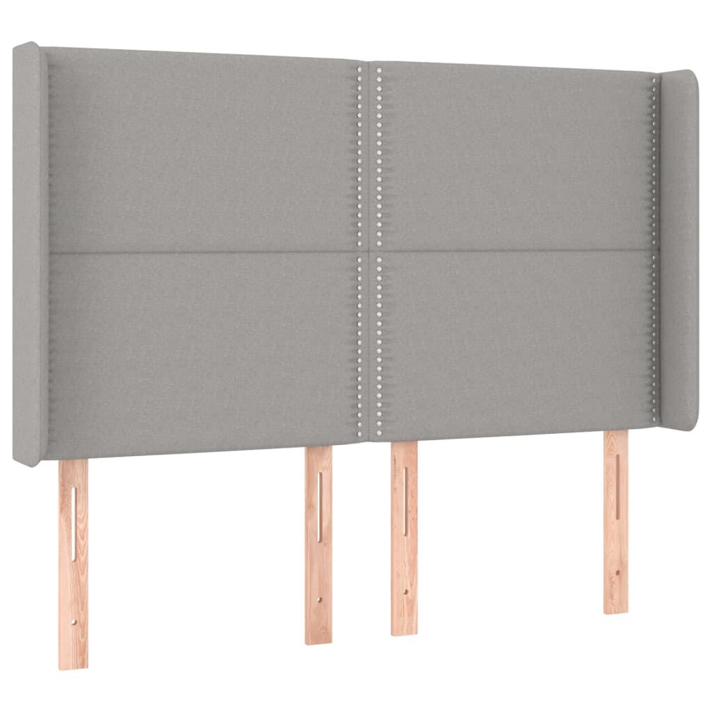 vidaXL Κρεβάτι Boxspring με Στρώμα & LED Αν.Γκρι 140x200εκ. Υφασμάτινο