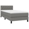 vidaXL Κρεβάτι Boxspring με Στρώμα & LED Σκ.Γκρι 80x200 εκ. Υφασμάτινο