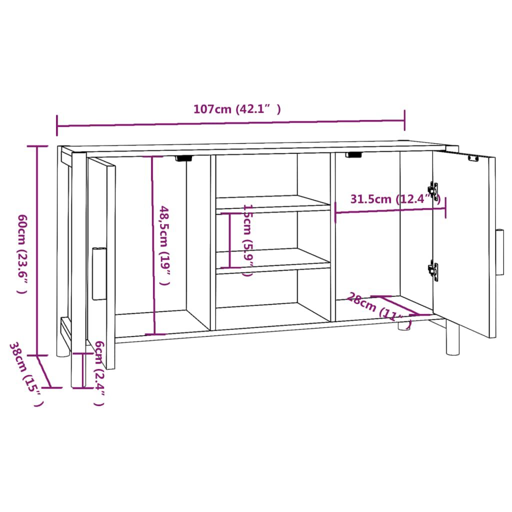 vidaXL Ντουλάπι 107 x 38 x 60 εκ. από Επεξεργασμένο Ξύλο