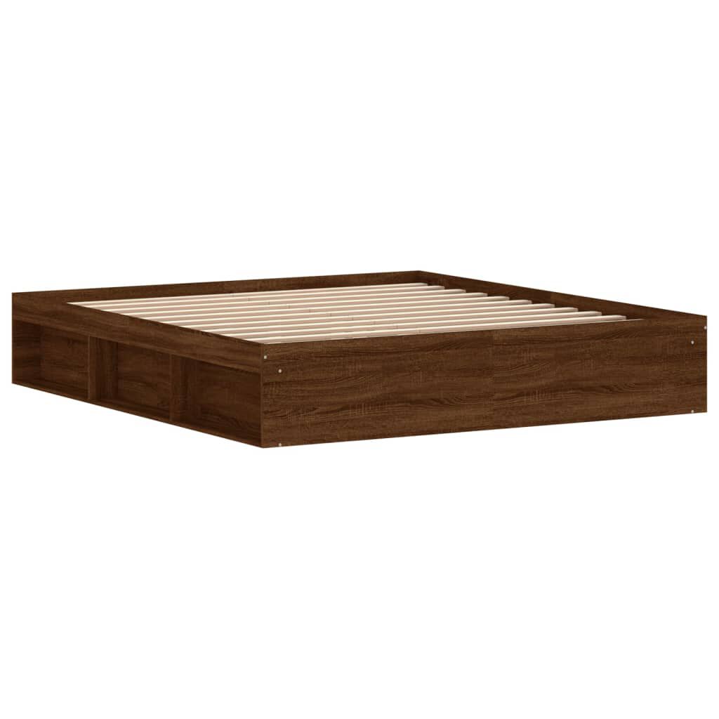 vidaXL Πλαίσιο Κρεβατιού Καφέ Δρυς 180 x 200 εκ. Super King