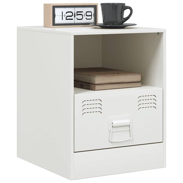 vidaXL Κομοδίνο Λευκό 34,5 x 39 x 44 εκ. από Χάλυβα