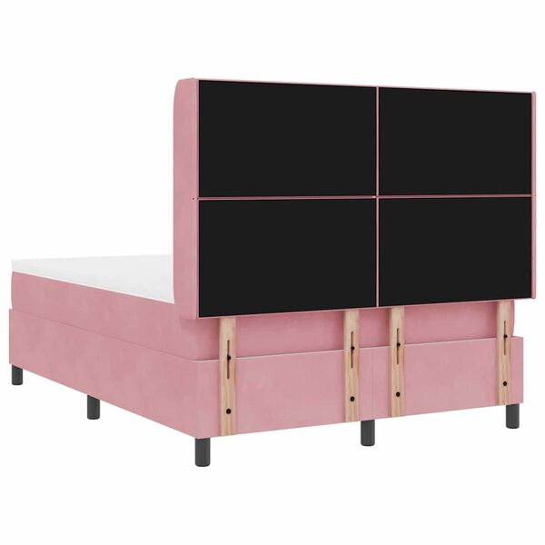 vidaXL Κρεβάτι Box Spring LED με Στρώμα Ροζ 140 x 200 cm Βελούδο