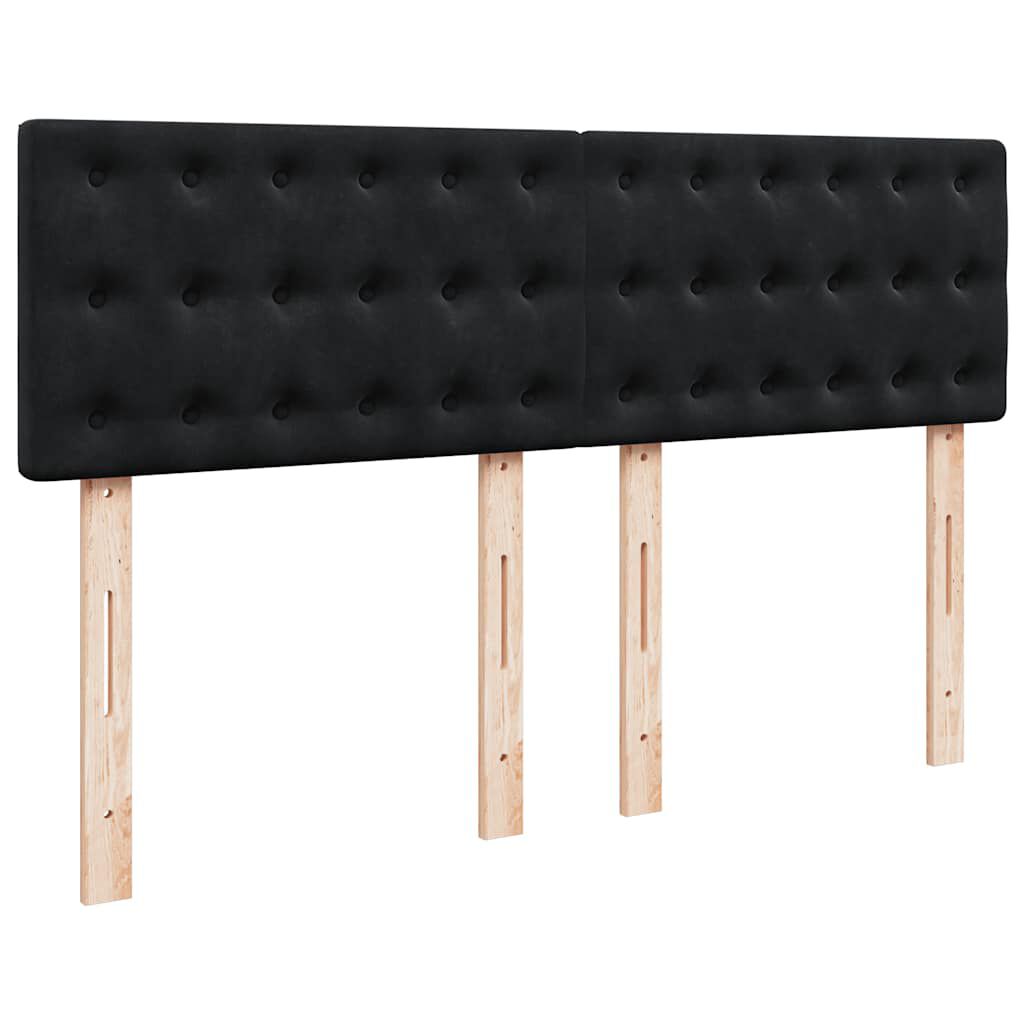 vidaXL Κρεβάτι Boxspring με Στρώμα Μαύρο 140x190 εκ. Βελούδινο