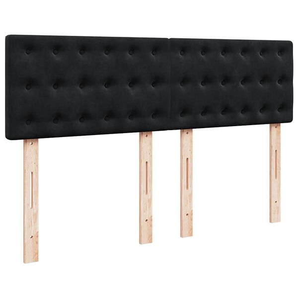 vidaXL Κρεβάτι Boxspring με Στρώμα Μαύρο 140x190 εκ. Βελούδινο