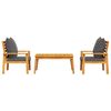 vidaXL Σαλόνι Κήπου Σετ 3 Τεμαχίων με Μαξιλάρια από Μασίφ Ξύλο Ακακίας