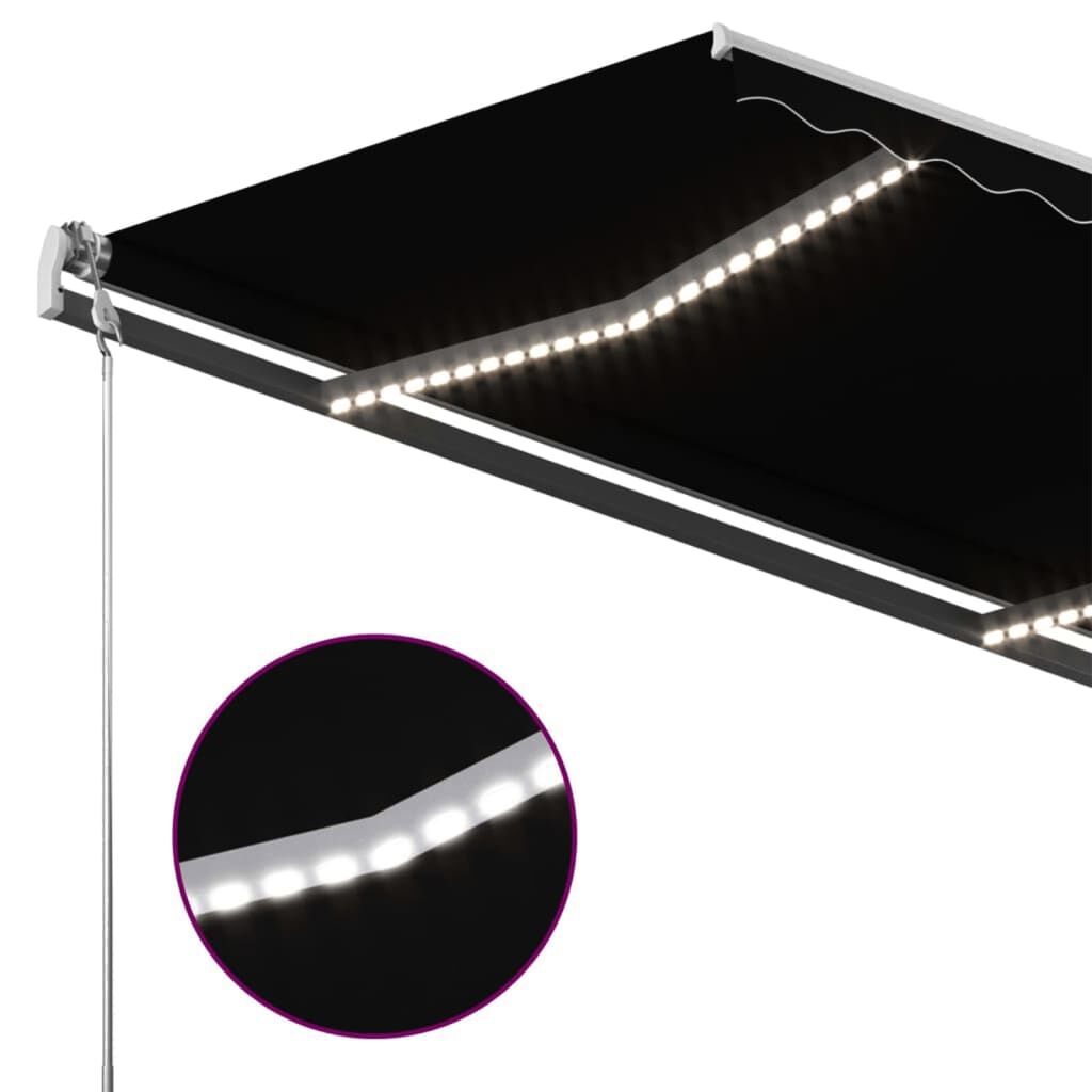 vidaXL Τέντα Συρόμενη Χειροκίνητη με LED Ανθρακί 400 x 300 εκ.