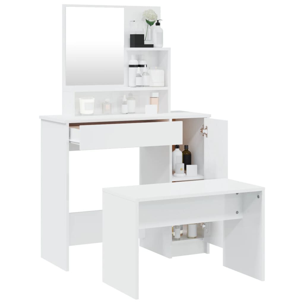 vidaXL Μπουντουάρ Σετ Γυαλιστερό Λευκό 86,5x35x136 εκ.