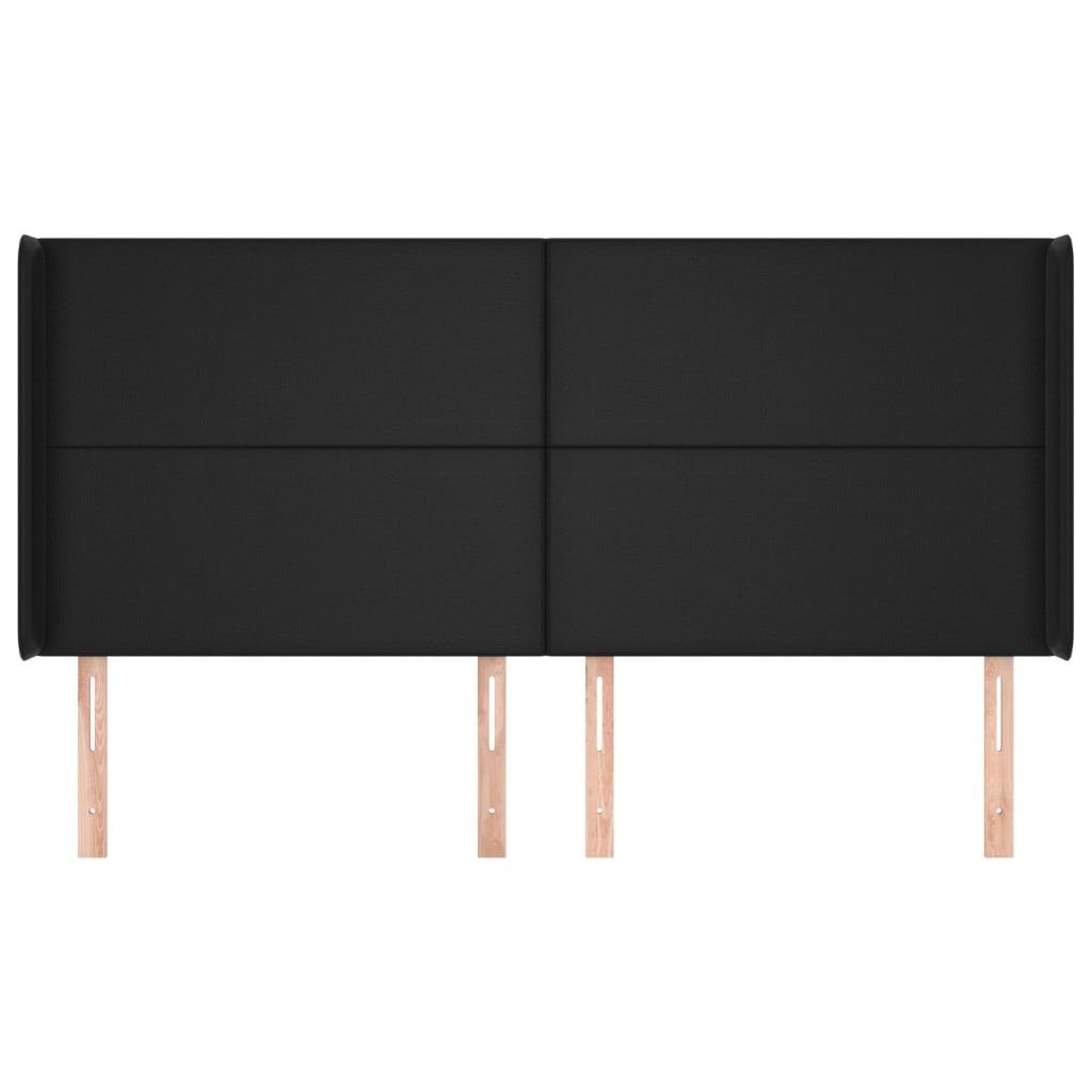 vidaXL Κεφαλάρι με Πτερύγια Μαύρο 203x16x118/128 εκ. Συνθετικό Δέρμα