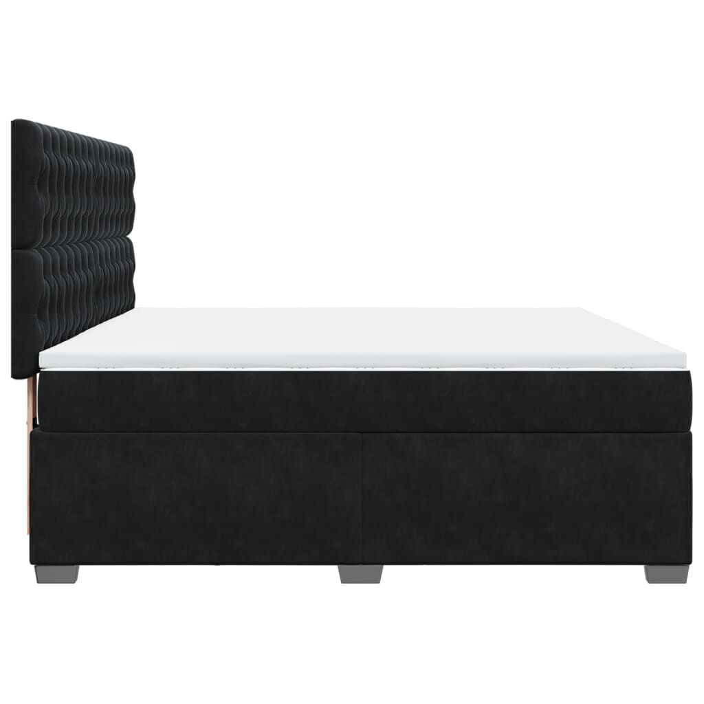 vidaXL Κρεβάτι Boxspring με Στρώμα Μαύρο 180x200 εκ. Βελούδινο