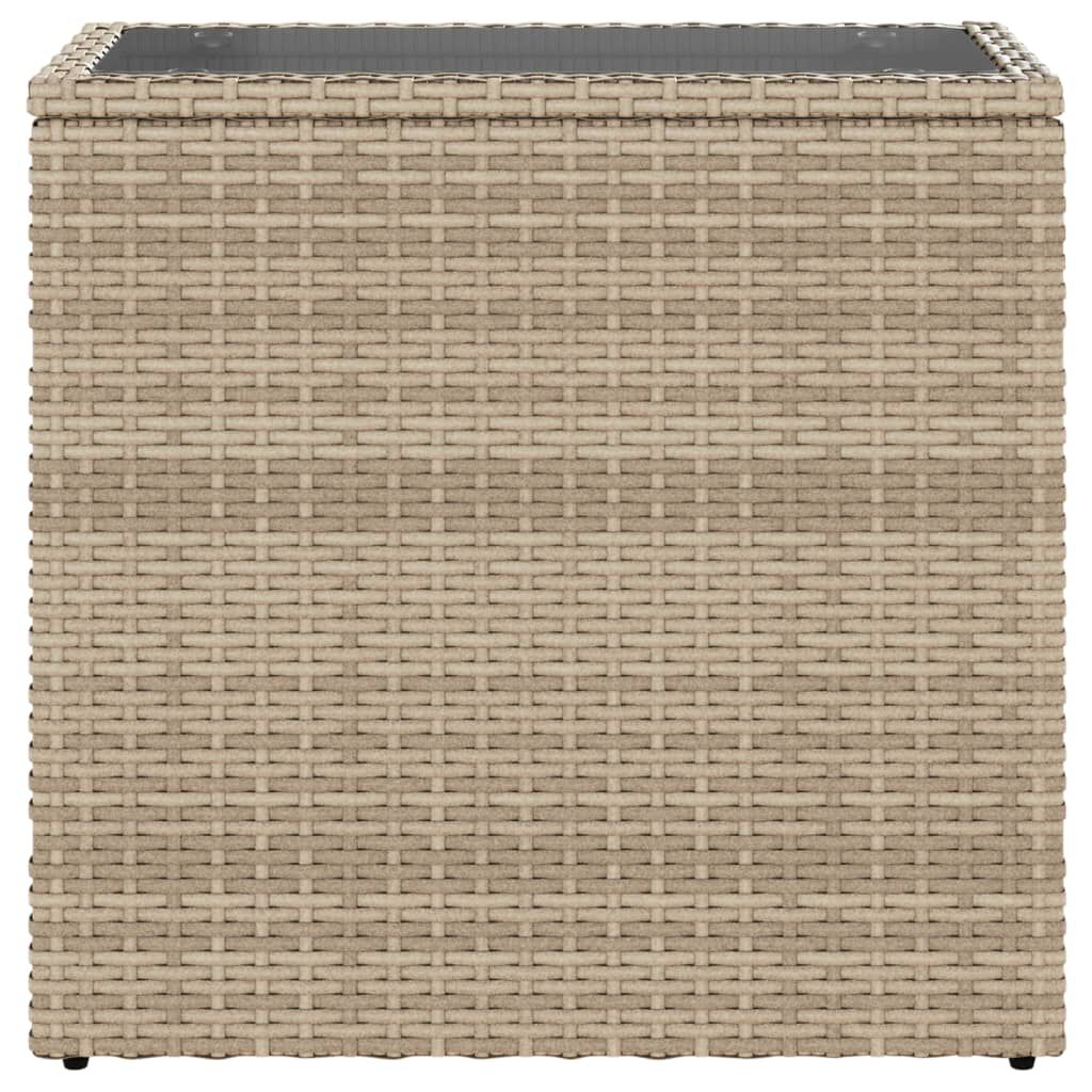 vidaXL Τραπέζι Κήπου με Γυάλινη Επιφ. Μπεζ 58x27,5x55 εκ. Συνθ. Ρατάν