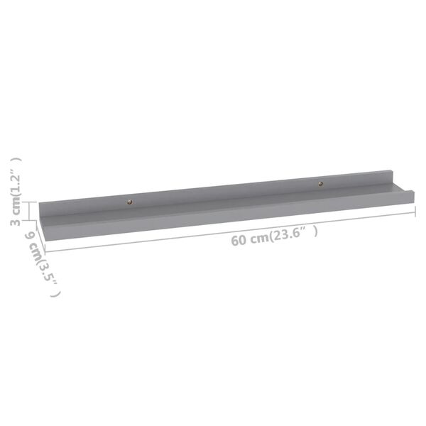 vidaXL Ράφια Τοίχου 4 τεμ. Γκρι 60 x 9 x 3 εκ.Λευκά