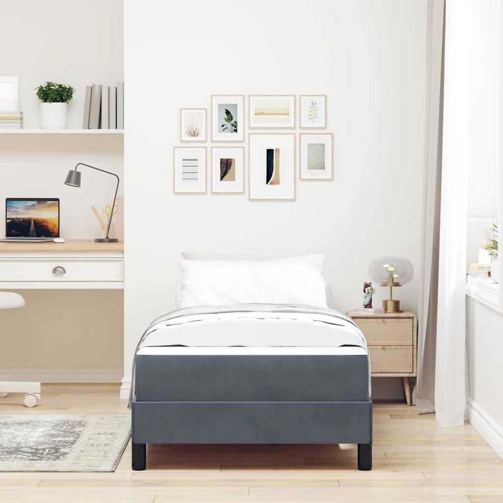 vidaXL Κρεβάτι box spring με στρώμα Σκούρο Γκρι 90 x 200 cm Βελούδο