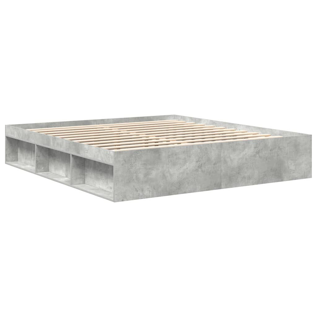 vidaXL Πλαίσιο Κρεβατιού Γκρι Σκυροδέματος 180 x 200 εκ. Super King