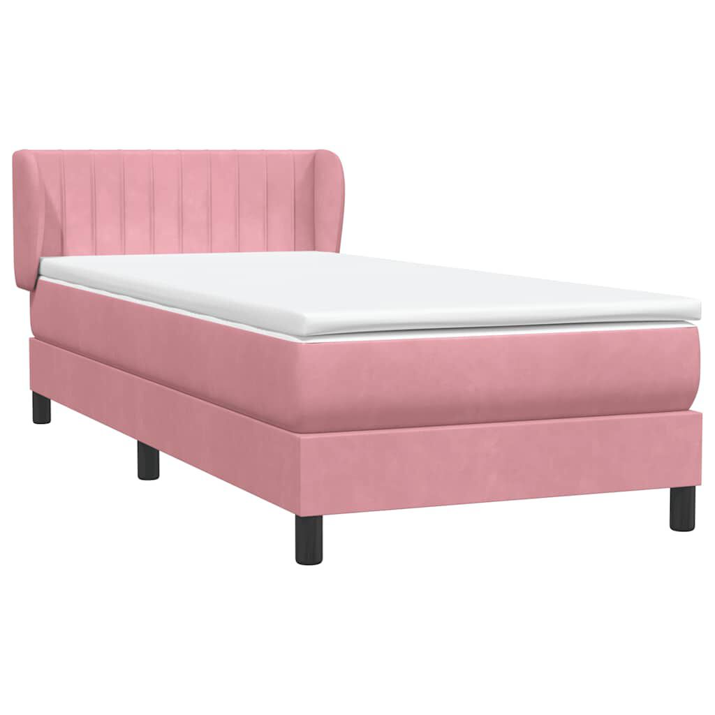 vidaXL Box Spring κρεβάτι με στρώμα ροζ 100x220 cm Βελούδινο
