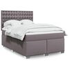 vidaXL Κρεβάτι Boxspring με Στρώμα Γκρι 140x190εκ. από Συνθετικό Δέρμα