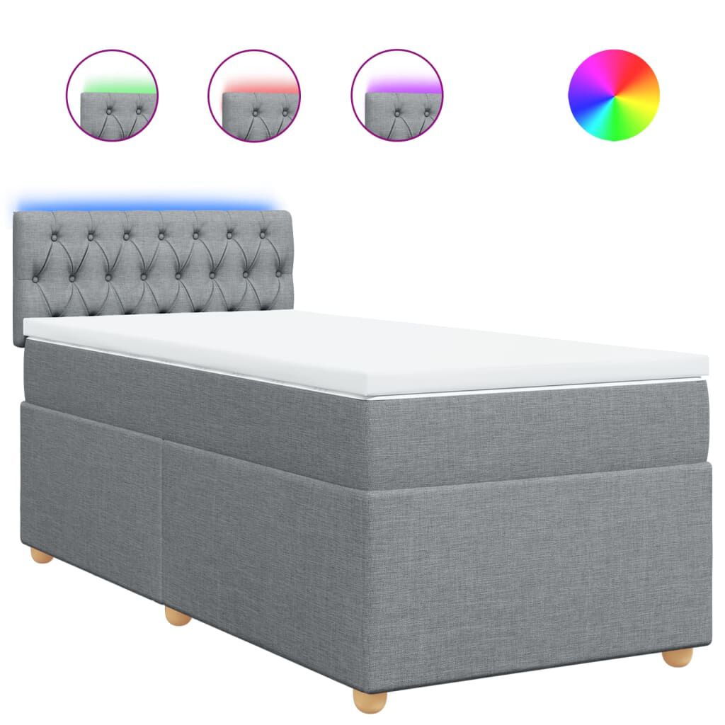 vidaXL Κρεβάτι Boxspring με Στρώμα Ανοιχτό Γκρι 80x200 εκ. Υφασμάτινο