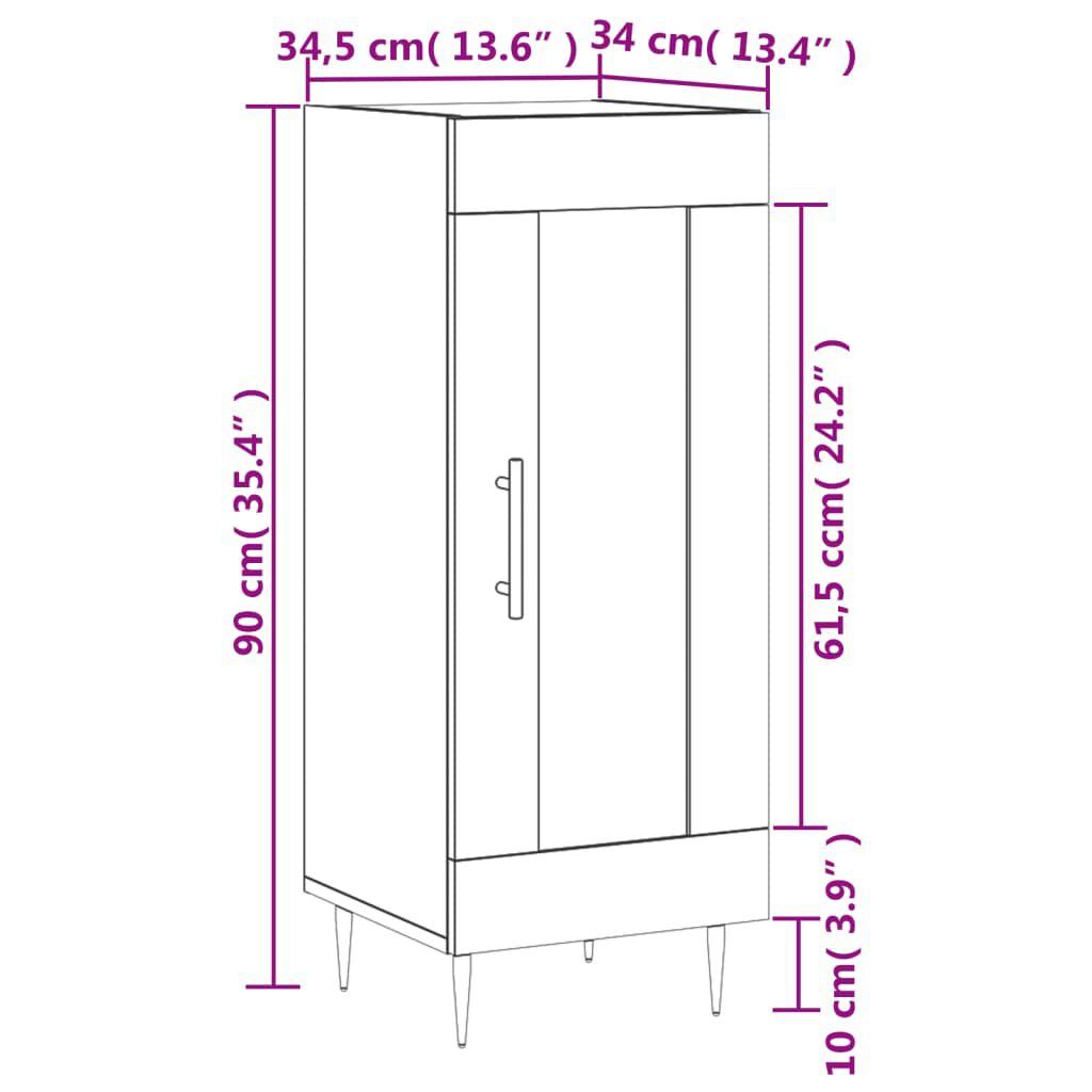 vidaXL Ντουλάπι Γκρι Σκυροδέματος 34,5x34x90 εκ. Επεξεργασμένο Ξύλο