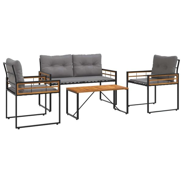 vidaXL Σετ Εξωτερικών Επίπλων με μαξιλάρι 4 pcs Ανοιχτό γκρι