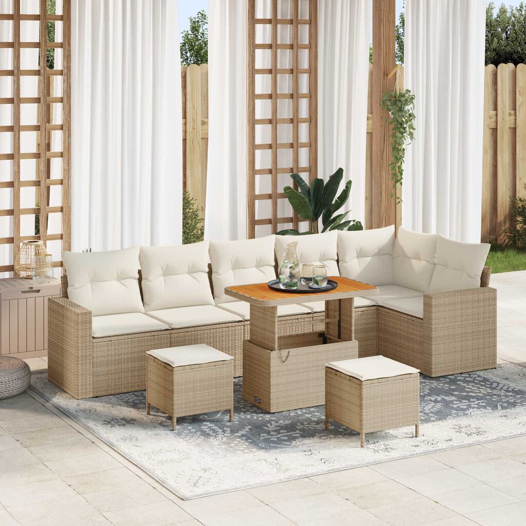 vidaXL Σετ Καναπέ Κήπου 9 pcs μπεζ και κρεμ 90 x 55 x 71 cm