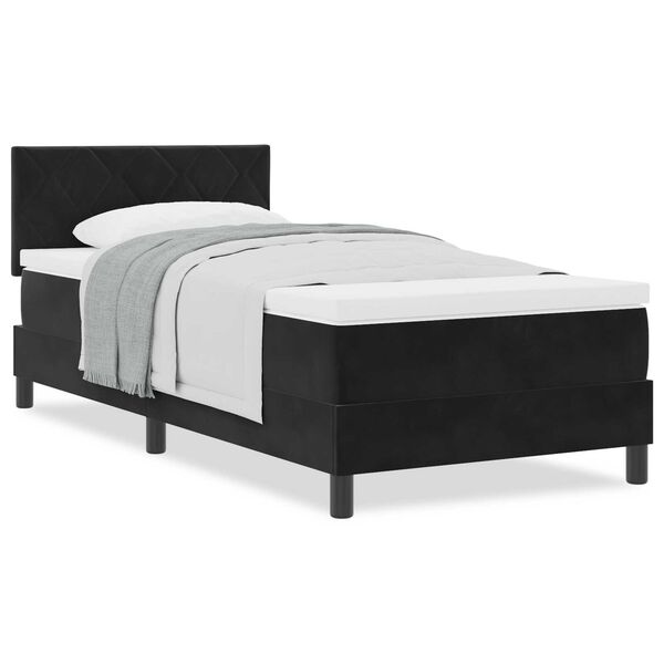vidaXL Κρεβάτι Box Spring με Στρώμα Μαύρο Μονό Βελούδο
