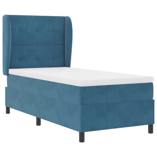 κρεβάτι box spring με στρώμα vidaXL σε σκούρο μπλε 90x190 εκ. βελούδο