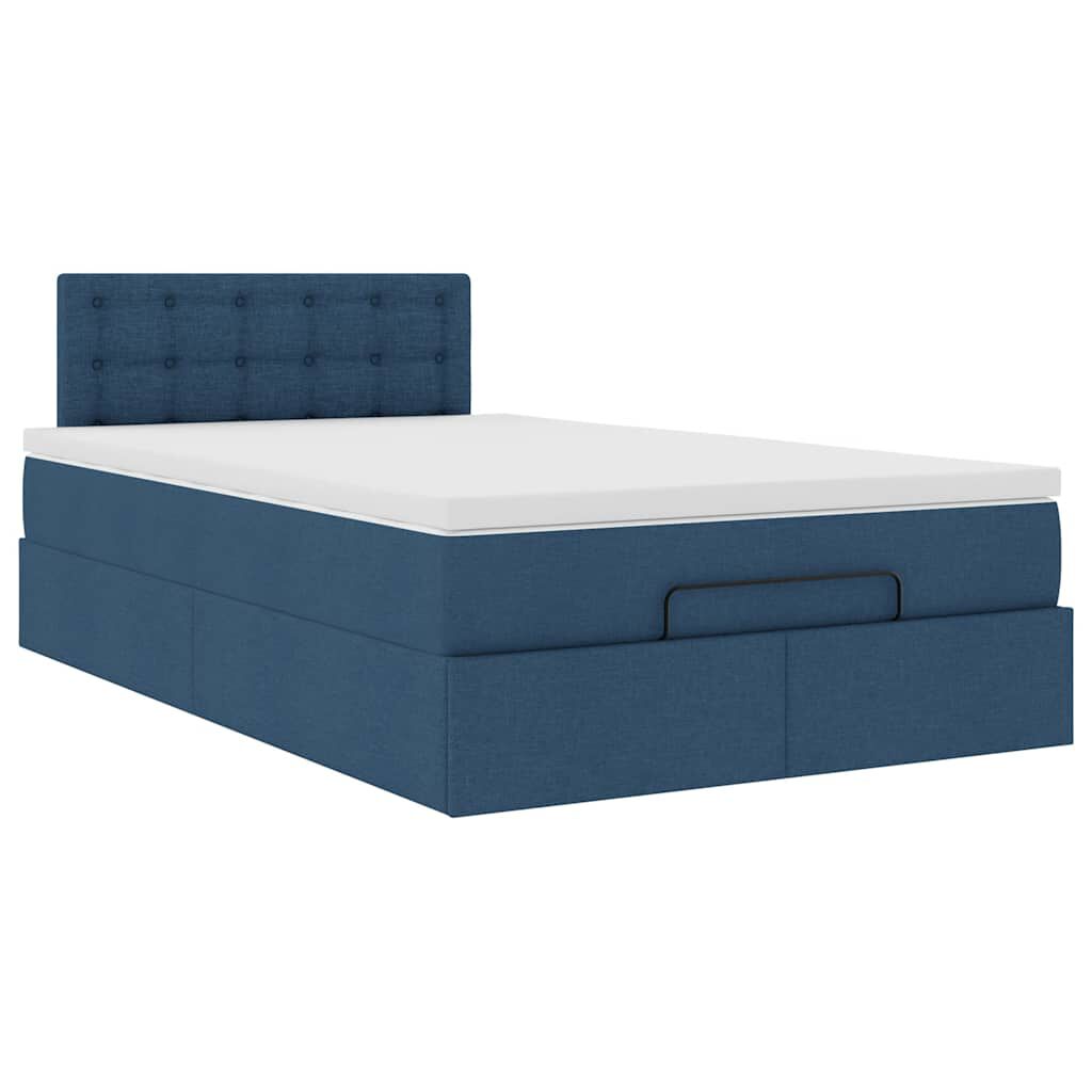 vidaXL Οθωμανικό κρεβάτι με στρώμα μπλε 120x200cm ύφασμα