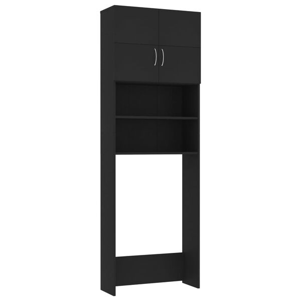 vidaXL Ντουλάπι Πλυντηρίου Μαύρο 64 x 25,5 x 190 εκ. από Επεξ. Ξύλο