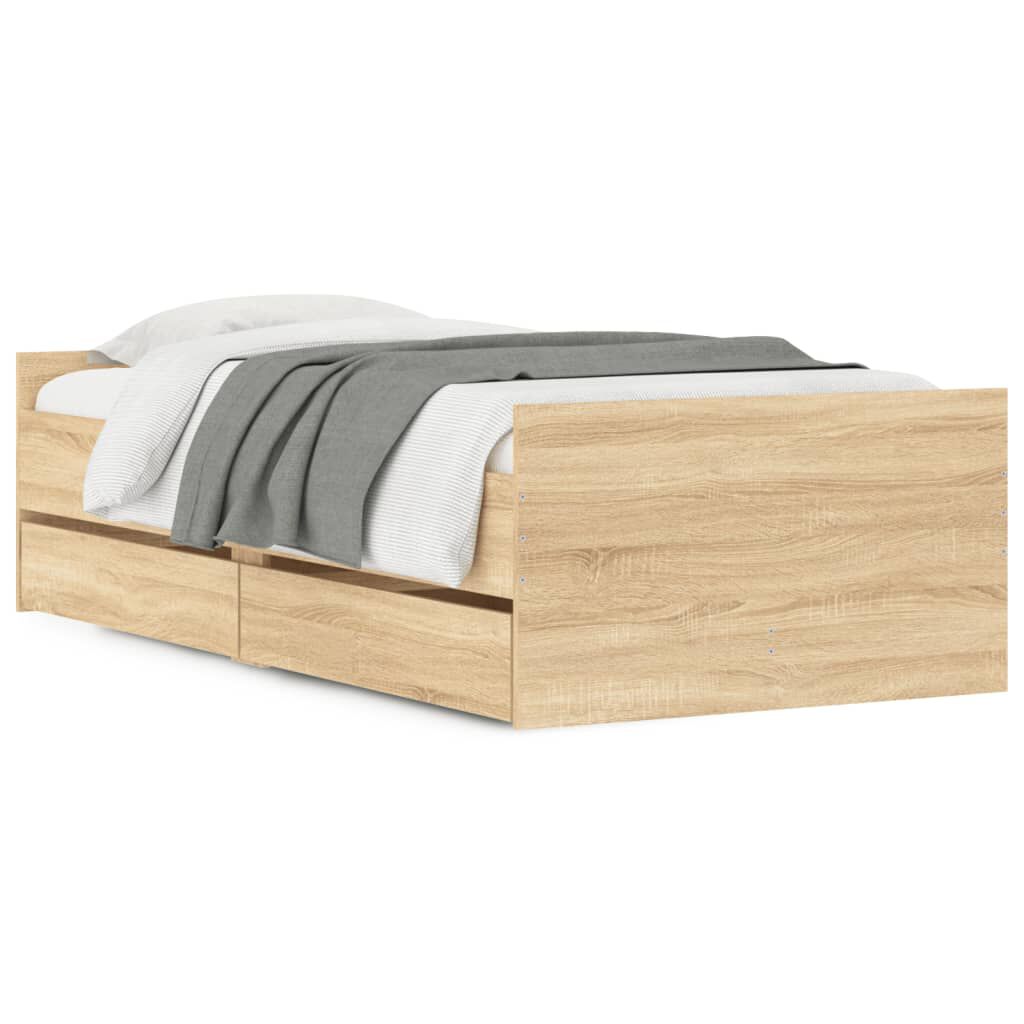 vidaXL Πλαίσιο Κρεβατιού με Συρτάρια Sonoma δρυς 90x200 εκ.