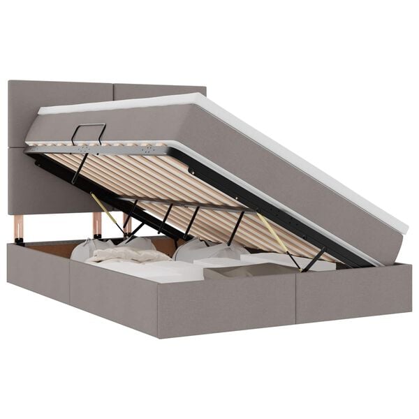 vidaXL Κρεβάτι Αποθήκης με στρώμα Taupe 140 x 200 cm Τεχνητό Δέρμα