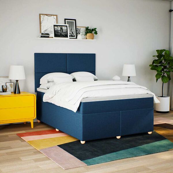 vidaXL &Kappa;&rho;&epsilon;&beta;ά&tau;&iota; Boxspring &mu;&epsilon; &Sigma;&tau;&rho;ώ&mu;&alpha; &Mu;&pi;&lambda;&epsilon; 140x190 &epsilon;&kappa;. &Upsilon;&phi;&alpha;&sigma;&mu;ά&tau;&iota;&nu;&omicron;