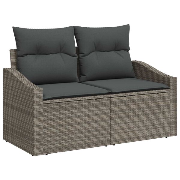 vidaXL Σετ Καναπέ Κήπου με αποθήκευση 11 pcs Γκρι Πολυ ράταν