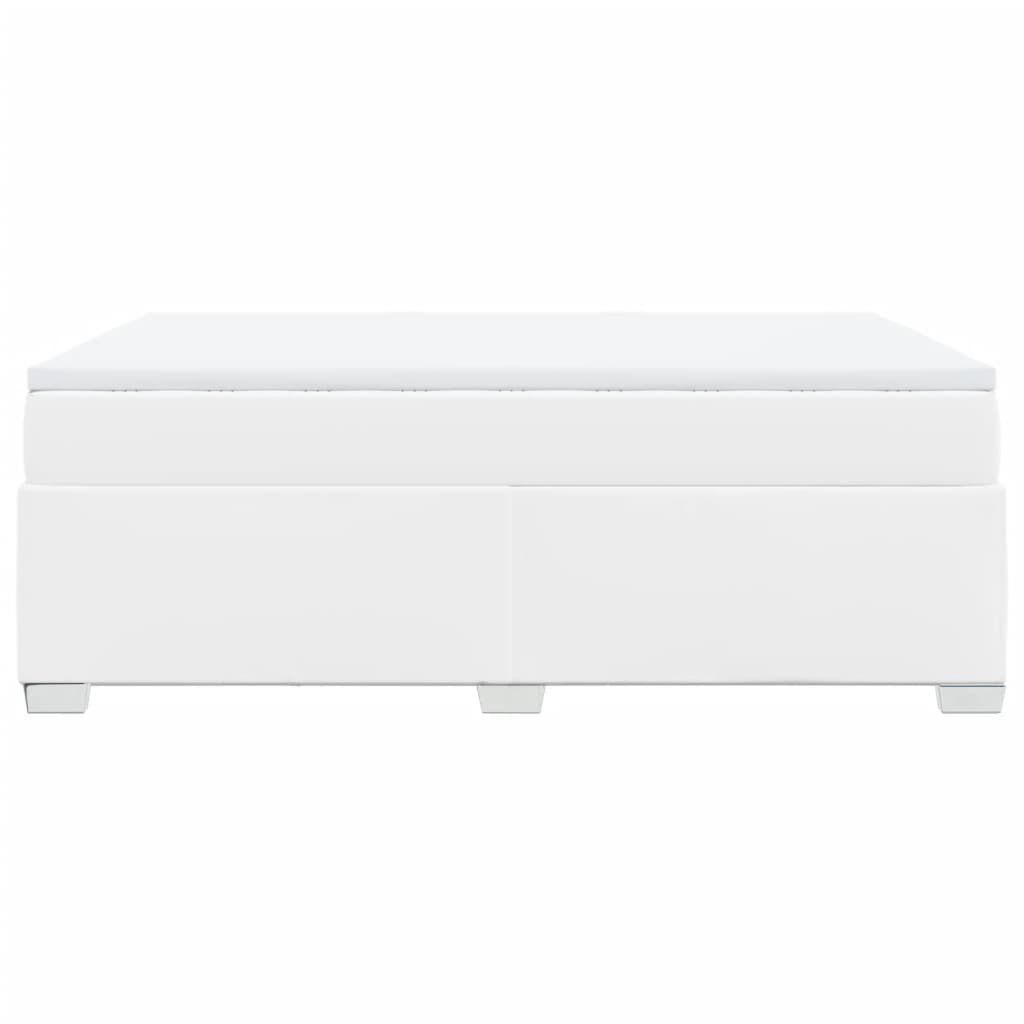 vidaXL Κρεβάτι Boxspring με Στρώμα Λευκό 140x190εκ.από Συνθετικό Δέρμα