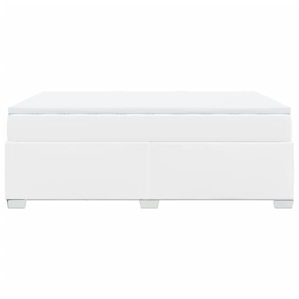 vidaXL Κρεβάτι Boxspring με Στρώμα Λευκό 140x190εκ.από Συνθετικό Δέρμα