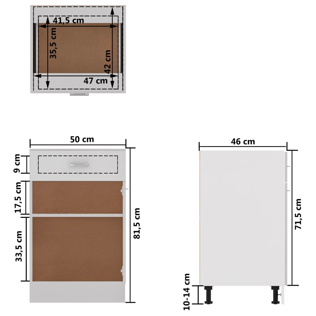vidaXL Ντουλάπι με Συρτάρι Lyon Λευκό 50x46x81,5 εκ. Επεξ. Ξύλο