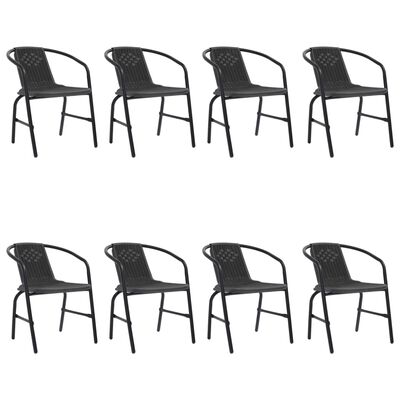 vidaXL Καρέκλες Κήπου 8 τεμ. 110 κιλά από Πλαστικό Ρατάν & Ατσάλι