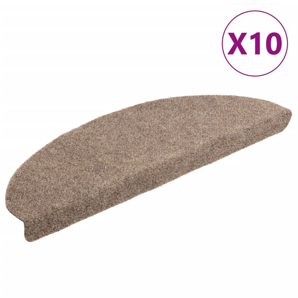 vidaXL Πατάκια Σκάλας Αυτοκόλ. 10 τεμ. Κρεμ 65x21x4 εκ. Βελονιασμένα