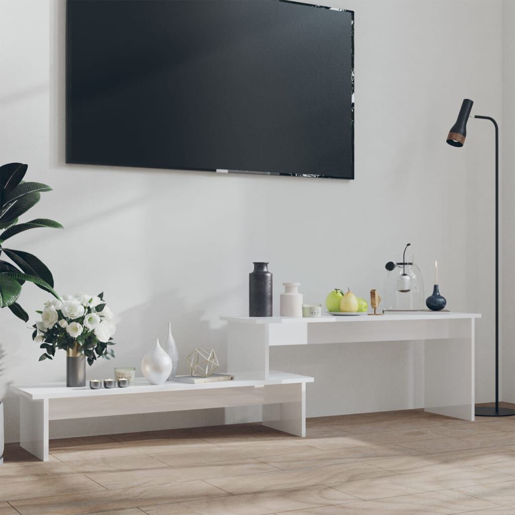 vidaXL Έπιπλο Τηλεόρασης Γυαλιστερό Λευκό 180 x 30 x 43 εκ Επεξ. Ξύλο