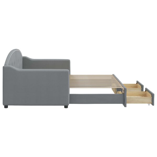 vidaXL Καναπές Κρεβάτι Συρόμενος Ανοιχτό Γκρι 80x200εκ Ύφασμα Συρτάρια