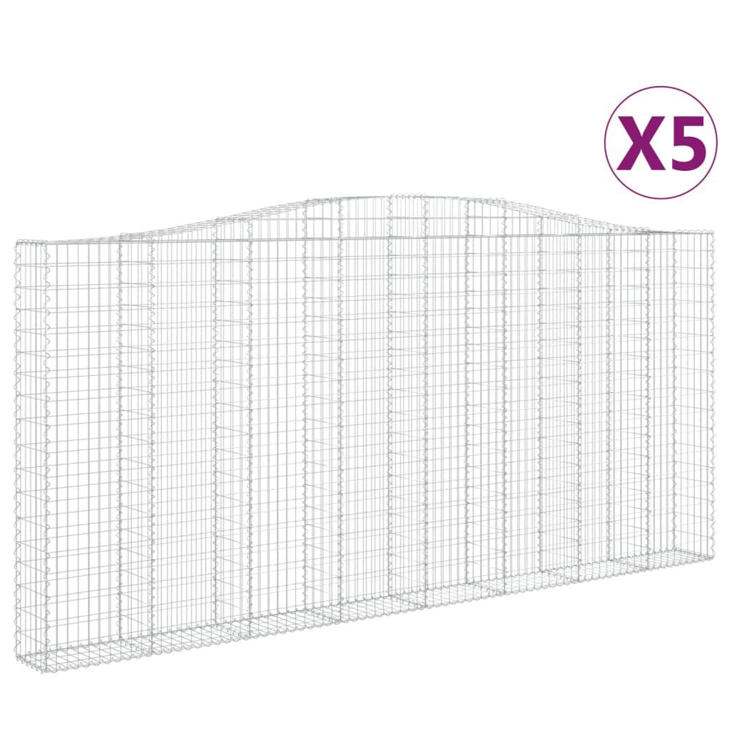 vidaXL Συρματοκιβώτια Τοξωτά 5 τεμ. 400x30x180/200 εκ. Γαλβαν. Ατσάλι