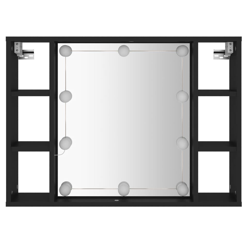 vidaXL Έπιπλο Καθρέπτη με LED Μαύρο 76 x 15 x 55 εκ.
