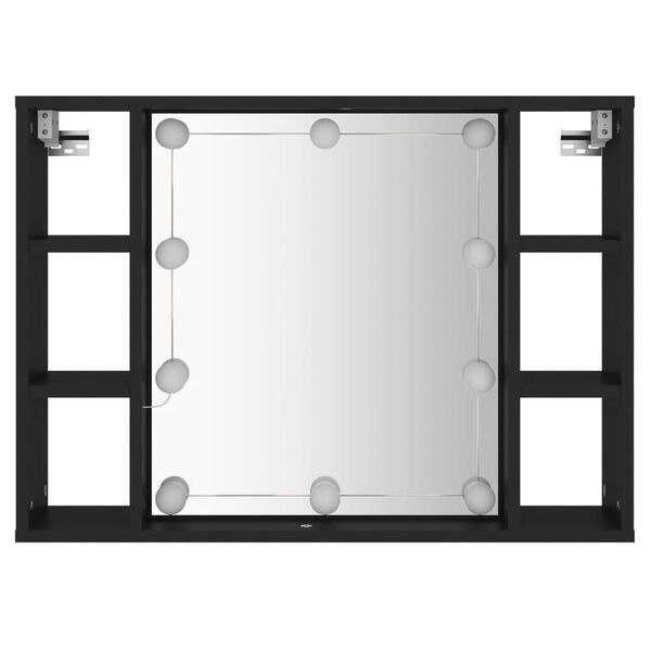 vidaXL Έπιπλο Καθρέπτη με LED Μαύρο 76 x 15 x 55 εκ.