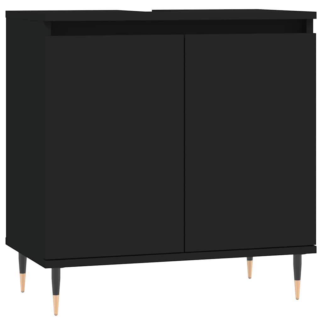 vidaXL Ντουλάπι Μπάνιου Μαύρο 58 x 33 x 60 εκ. από Επεξεργασμένο Ξύλο