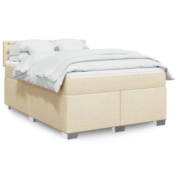vidaXL &Kappa;&rho;&epsilon;&beta;ά&tau;&iota; Boxspring &mu;&epsilon; &Sigma;&tau;&rho;ώ&mu;&alpha; &Kappa;&rho;&epsilon;&mu; 140x200 &epsilon;&kappa;. &Upsilon;&phi;&alpha;&sigma;&mu;ά&tau;&iota;&nu;&omicron;