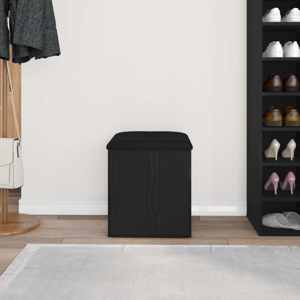 vidaXL Παγκάκι Αποθήκευσης Μαύρος Δρυός 42x42x45 εκ. Μασίφ Ξύλο
