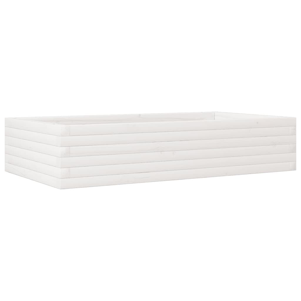 vidaXL Ζαρντινιέρα Κήπου Λευκή 110x60x23 εκ. από Μασίφ Ξύλο Πεύκου